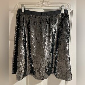 Crewcuts Shimmering Black and Silver Sequin Skirt